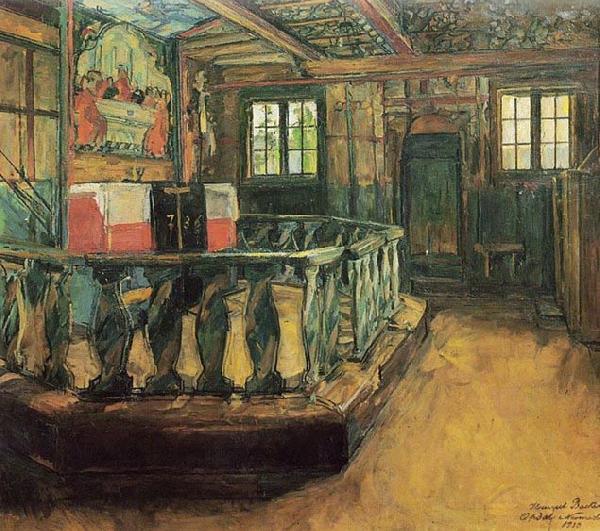 Harriet Backer Alteret i Uvdal kirke France oil painting art